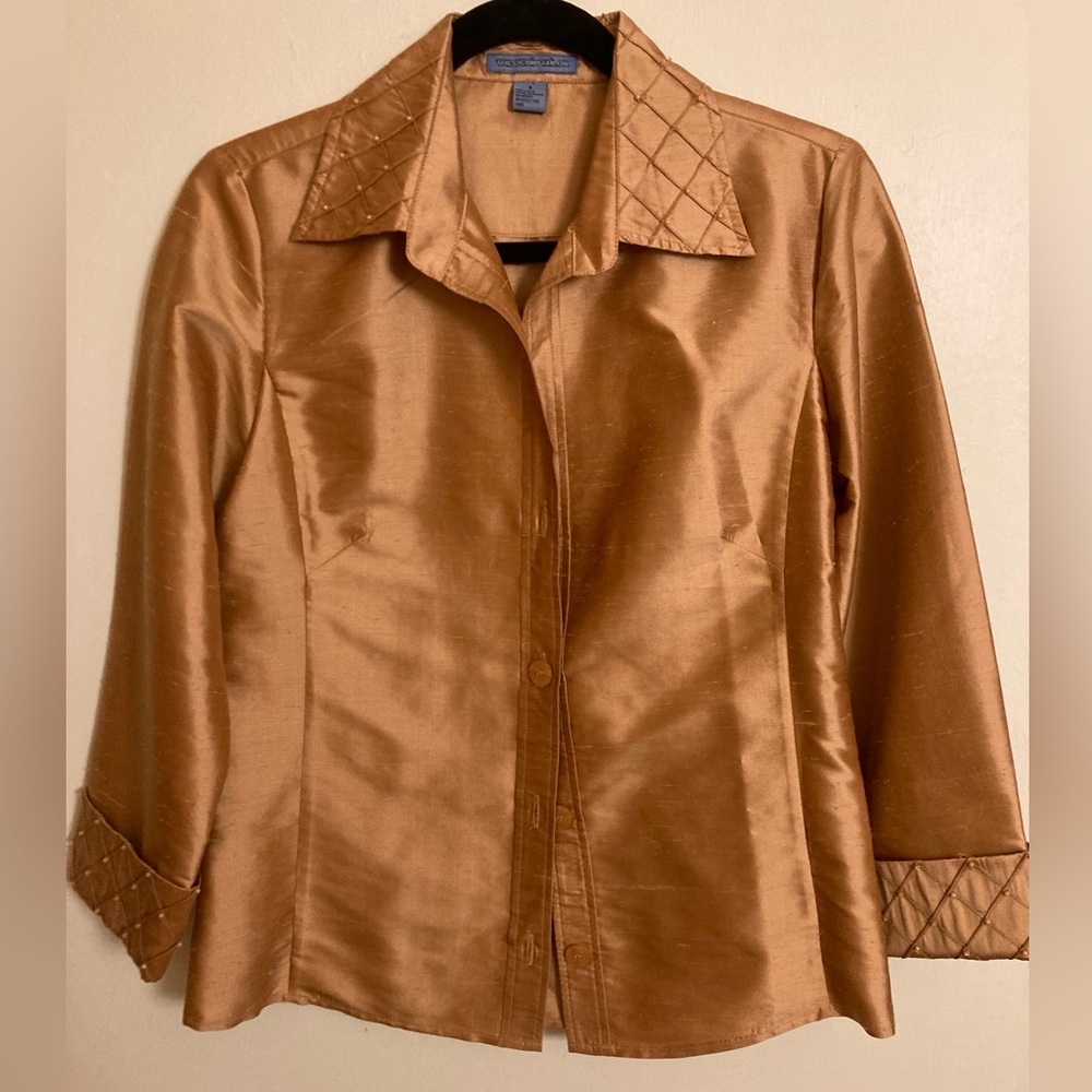 Vintage Gold/ Bronze Women’s Silk Shirt Size 6